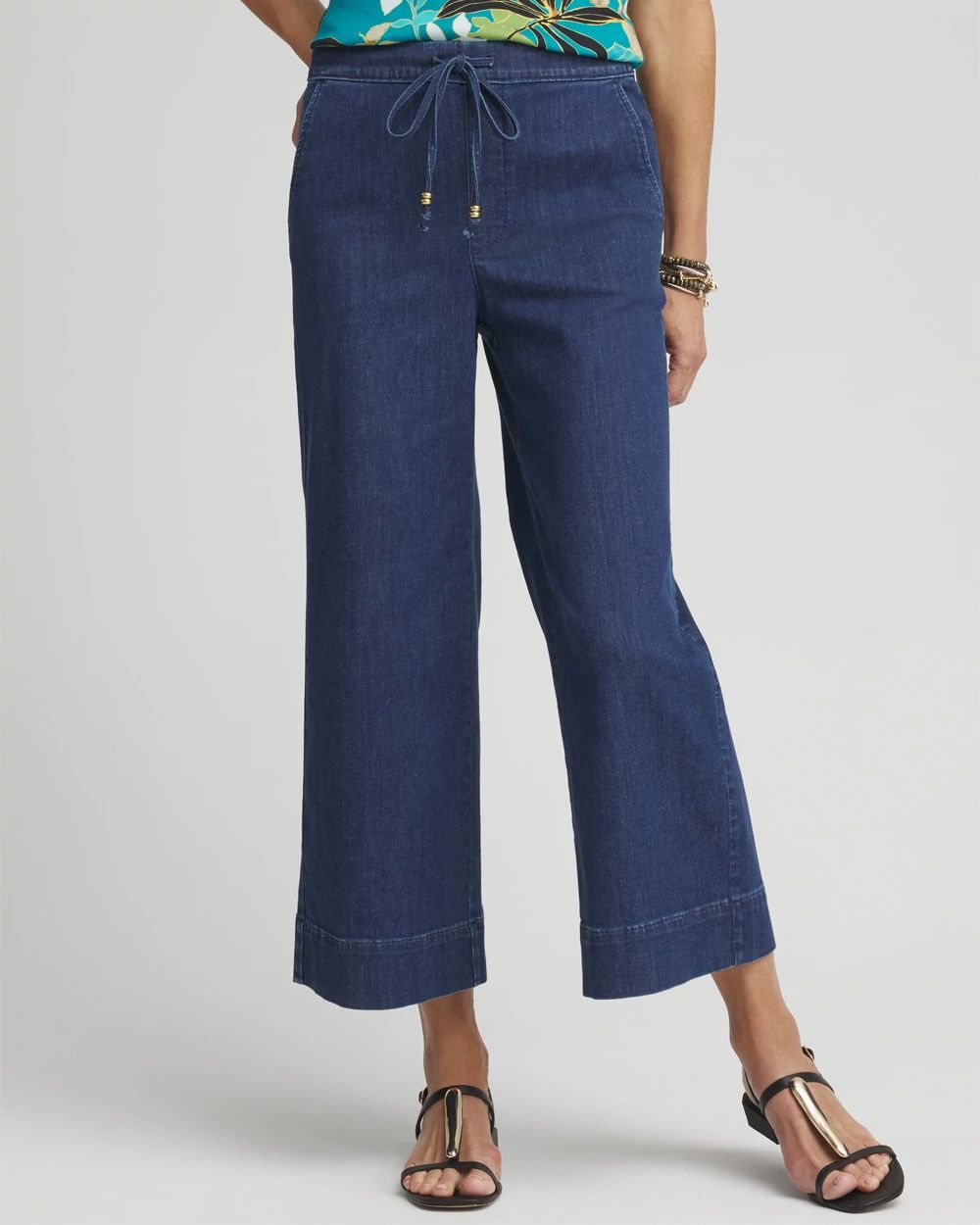 Pull-on Drawstring Wide Leg Cropped Jeans | Chico's